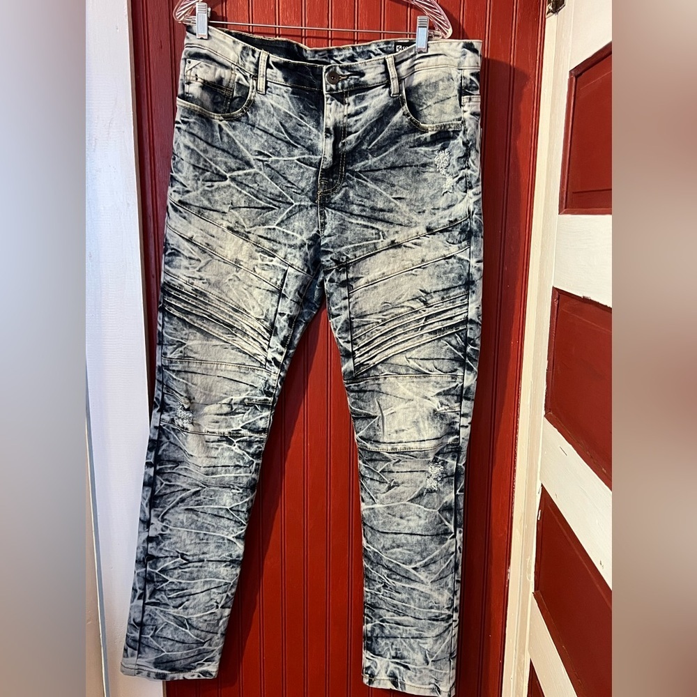 Southpole Men's Stretch Biker Denim Skinny Jeans 38x32 - Picture 2 of 6